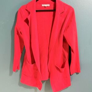 Madison Hudson Red Knit Open Front Blazer Pockets Casual Career